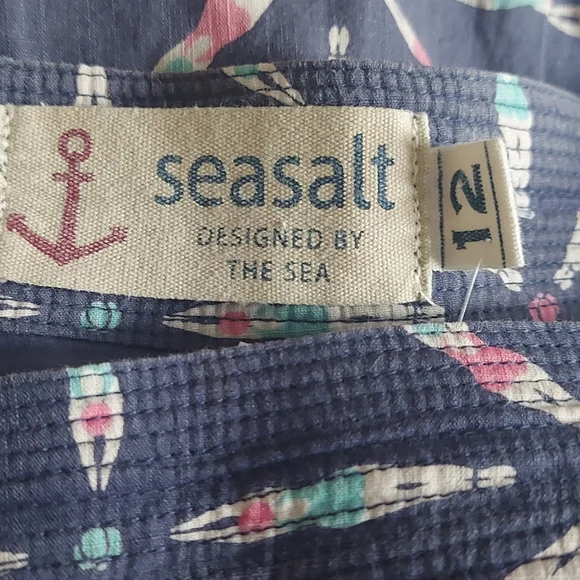 Seasalt Serene Womens Skirt UK Size 12 Blue with Synchronised Swimmers Pleated - Picture 7 of 8